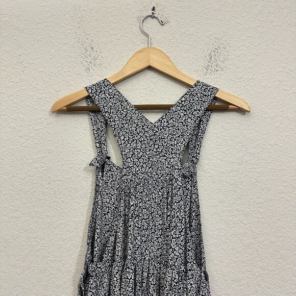 VTG LOLITA WEST by Foxtrot Overall Dress Black Ditsy Floral Whimsigoth - Picture 5 of 8